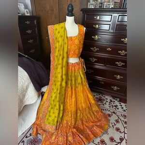 New Multi Color Sequin Embroidery Work Lehenga Choli - Size US XL